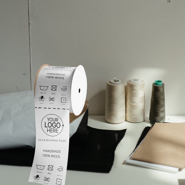Ruban En Satin Logo Laine Vêtements Garment Icônes Produit Étique (Logo Wool Cloths Garment Care Icons Product Label Satin Ribbon)
