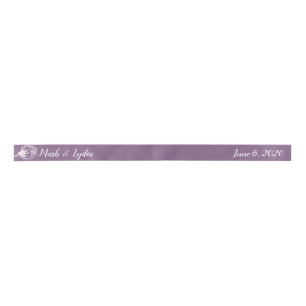 Ruban En Satin Logo Mariage Plante de Coton Rose Nom des Mariés D