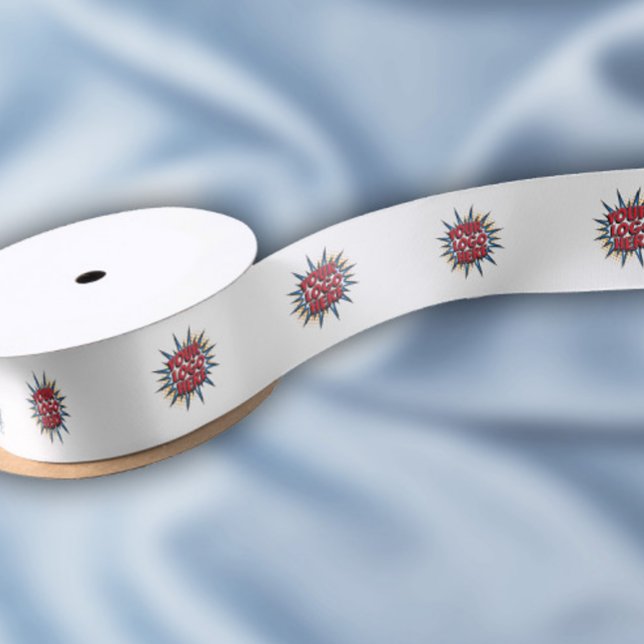 Ruban En Satin Logo Motif personnalisé blanc promotionnel 1,5 po (Créateur téléchargé)