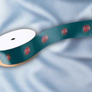 Ruban En Satin Logo Motif personnalisé Promotionnel Turquoise 1,5