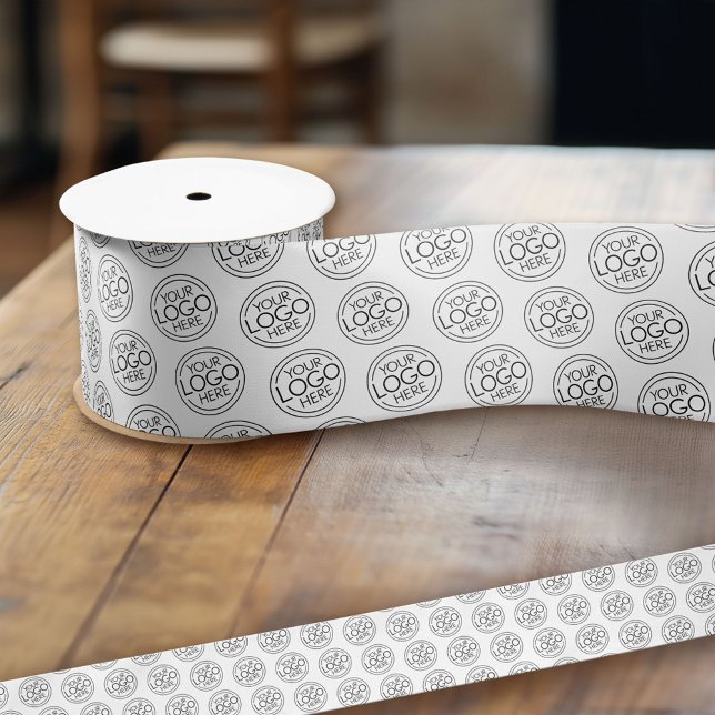 Ruban En Satin Logo Office Business de base avec informations de  (Custom Ribbon - Add your logo for business branding and choose a size)