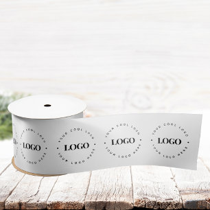 Ruban En Satin Logo rond noir et blanc personnalisé