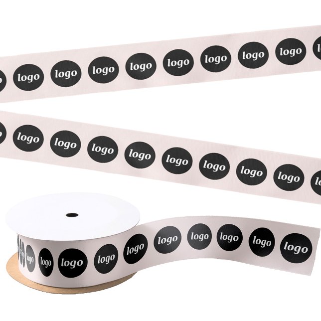 Ruban En Satin Logo simple Emballage d'entreprise rose pâle (Logo business promotional packaging satin ribbon)