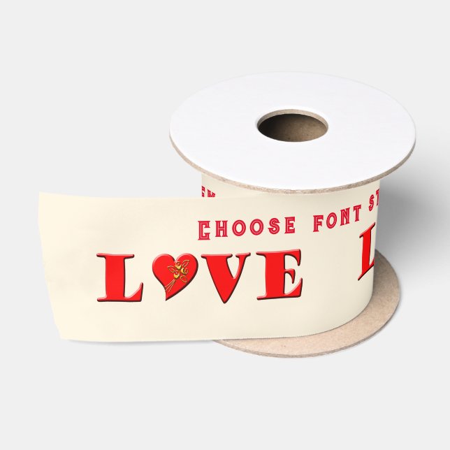 Ruban En Satin LOVE Letters ( L ♥ VE) Saint-Valentin (Bobine)