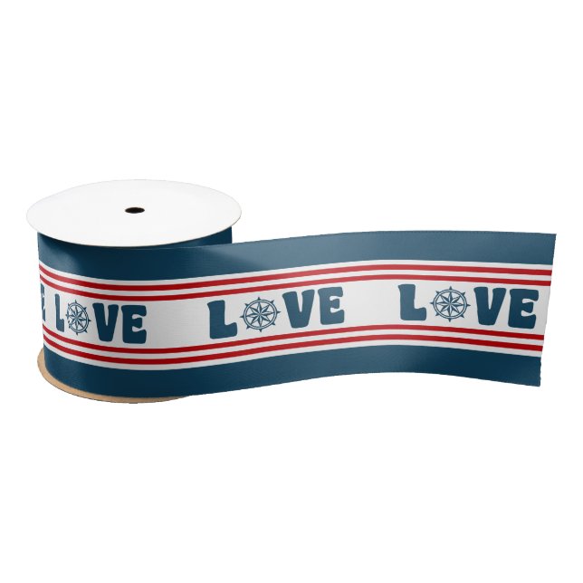 Ruban En Satin Love nautique design (Bobine)