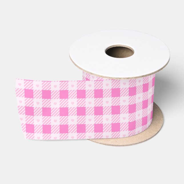 Ruban En Satin Love Plaid Collection rose moderne (Bobine)