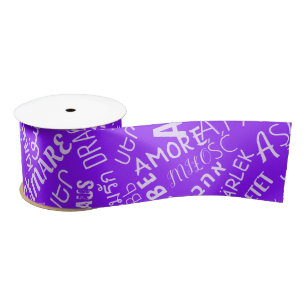 Ruban En Satin Love Texte Purple Satin Ruban multilingue
