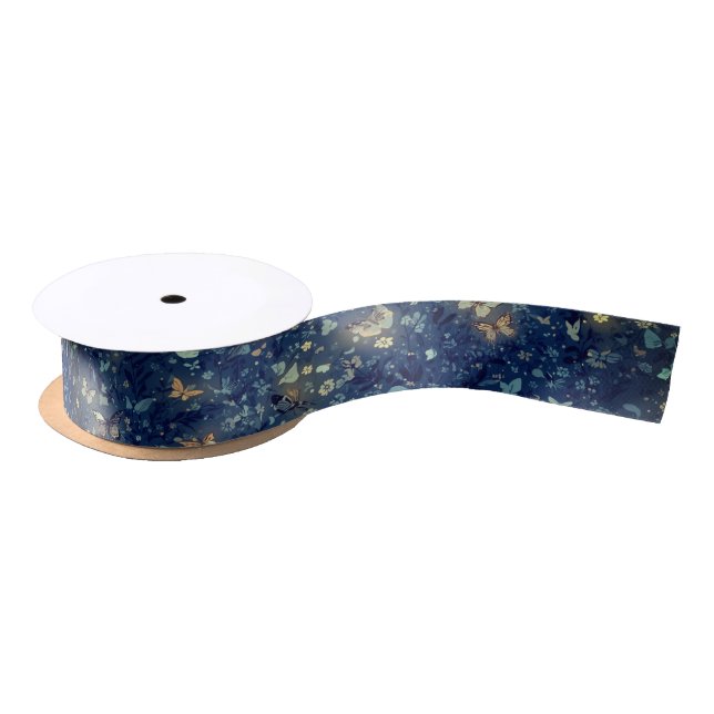 Ruban En Satin Lueur Lunaire Bleu Minuit (Bobine)
