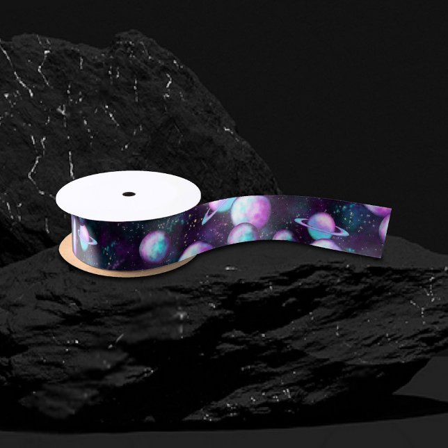 Ruban En Satin Luminosité du système solaire | Planète rose viole (Créateur téléchargé)