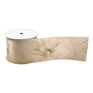 Ruban En Satin Luxueuse Brown Peacock Feather Deluxe