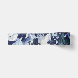Ruban En Satin Magnifique Dessin Floral aux Teintes Bleues