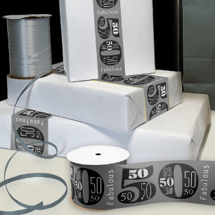 Ruban En Satin Magnifique typographie du 50e anniversaire