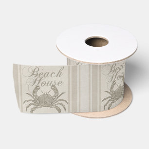 Ruban En Satin Maison de plage crabe rivage côtier vintage