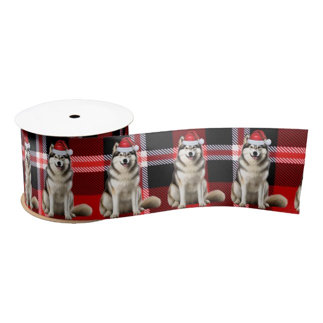 Ruban En Satin Malamute de vacances en Alaska Plaid Funny Chien N (Bobine)