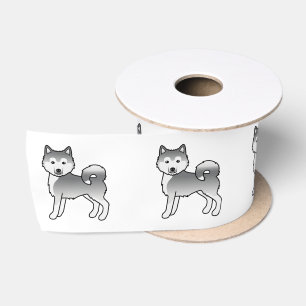 Ruban En Satin Malamute Esquimau Argenté Chien de Dessin Animé Mi