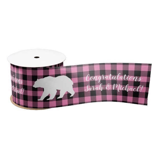 Ruban En Satin Mama Bear Baby shower Woodland Lodge Girl Pink (Bobine)