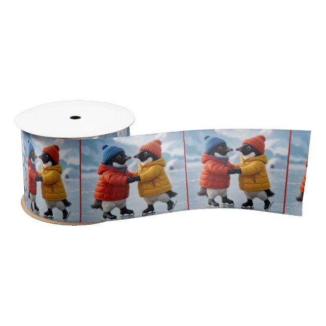 Ruban En Satin Manchots patinant  (Bobine)