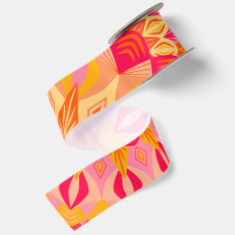 Ruban En Satin Mandala superposé orange rose jaune