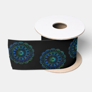 Ruban En Satin Mandala vert bleu