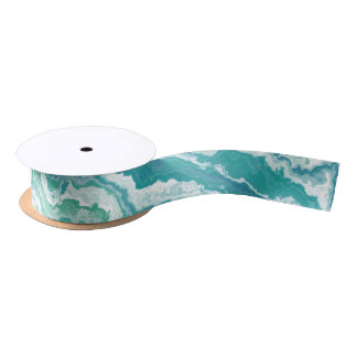 Ruban En Satin marbled sea foam :