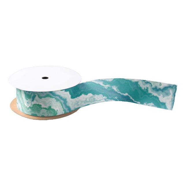 Ruban En Satin marbled sea foam : (Bobine)