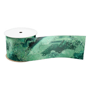Ruban En Satin Marbre de pierre précieuse de luxe vert pailleté a