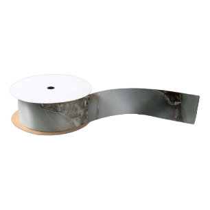 Ruban En Satin Marbre Gris avec Veine d'Or