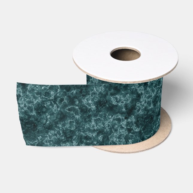 Ruban En Satin Marbre noir turquoise (Bobine)