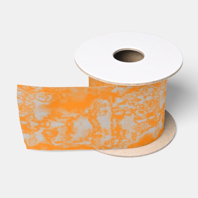 Ruban En Satin Marbre orange et gris (Bobine)