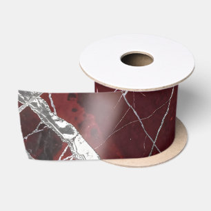 Ruban En Satin Marbre rouge brillant de luxe