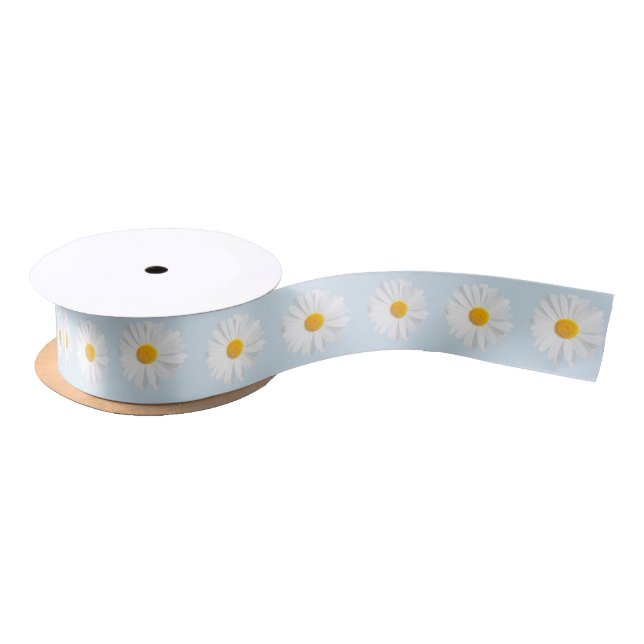 Ruban En Satin marguerite blanche (Bobine)