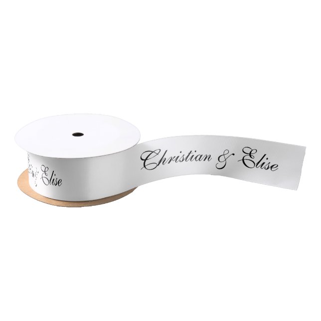 Ruban En Satin Mariage Blanc Personnalisé (Bobine)