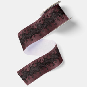 Ruban En Satin Mariage Burgundy Black Fausse Dentelle de Mariée