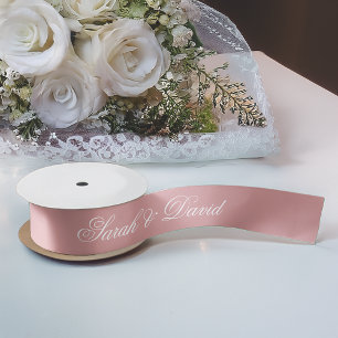 Ruban En Satin Mariage Dusty Rose rose Élégante calligraphie