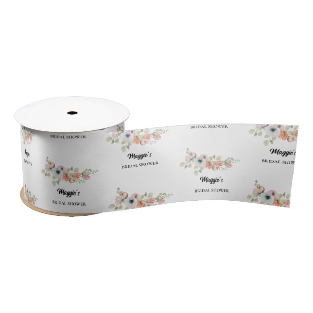 Ruban En Satin Mariage Fleur de Pêche  (Bobine)