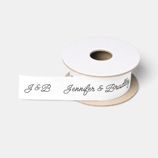 Ruban En Satin Mariage Monogramme Personnalisé Noms Noir Blanc