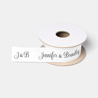 Ruban En Satin Mariage Noir Blanc Monogramme Noms Personnalisés
