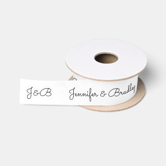 Ruban En Satin Mariage Noir Blanc Monogramme Noms Personnalisés