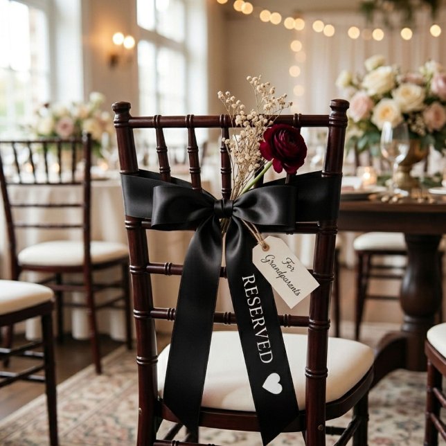 Ruban En Satin Mariage Noir & Blanc Réservé (Créateur téléchargé)