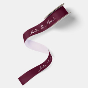 Ruban En Satin Mariage personnalisé Bourgogne Ivoire Classique
