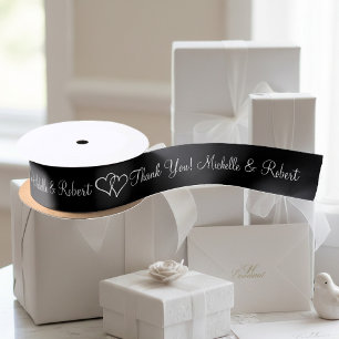 Ruban En Satin Mariage personnalisé ruban de faveur avec les coeu