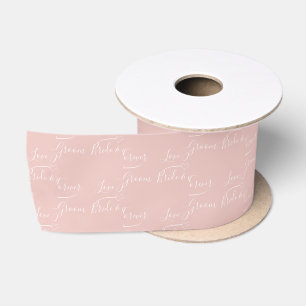 Ruban En Satin Mariée et Marié Personnalisés Blanc et Or Rose