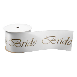 Ruban En Satin Mariée or motif de calligraphie script élégant chi