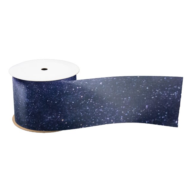 Ruban En Satin Marine Blue Galaxy Starry Night Stars (Bobine)