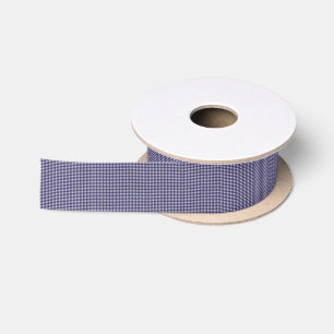 Ruban En Satin Marine et guingan blanc