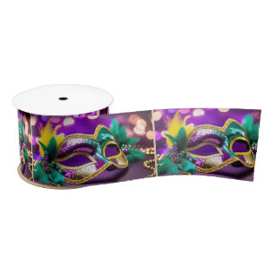 Ruban En Satin Masque de Mardi Gras à paillettes avec perles