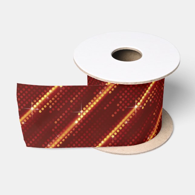 Ruban En Satin Matrice Pois jaune rouge foncé (Bobine)