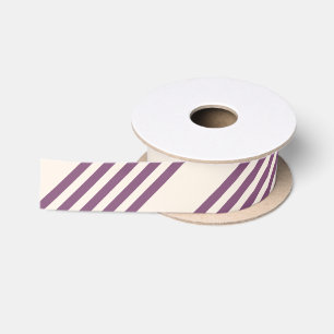 Ruban En Satin Mauve violet beige cinq bandes motif