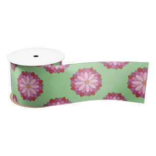 Ruban En Satin Médaillon asiatique rose pastel Floral