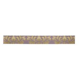 Ruban En Satin Médaillon doré et mauve fumé antique vintage